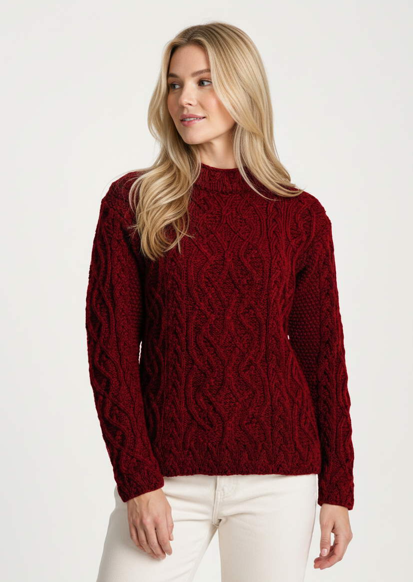 Red Cable Knit - Long Blonde Hair 3