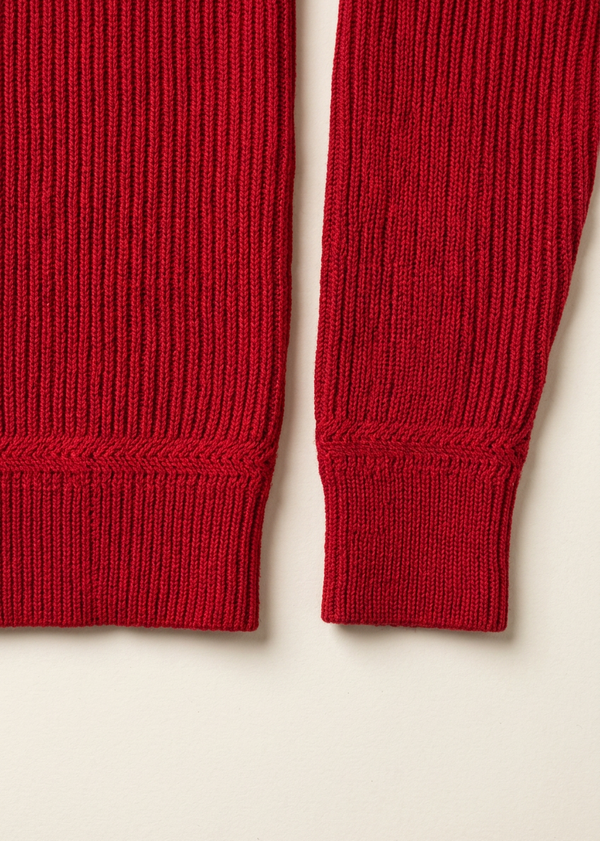 Men's Fisherman Rib Crew Neck Merino Wool | Red - Clearance