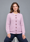 Relaxed-fit Rose Ash cardigan, seated pose