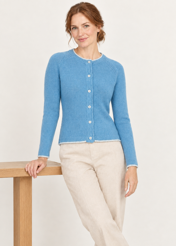 IrelandsEye Killiney Cashmere Mix Cardigan | Azure Blue