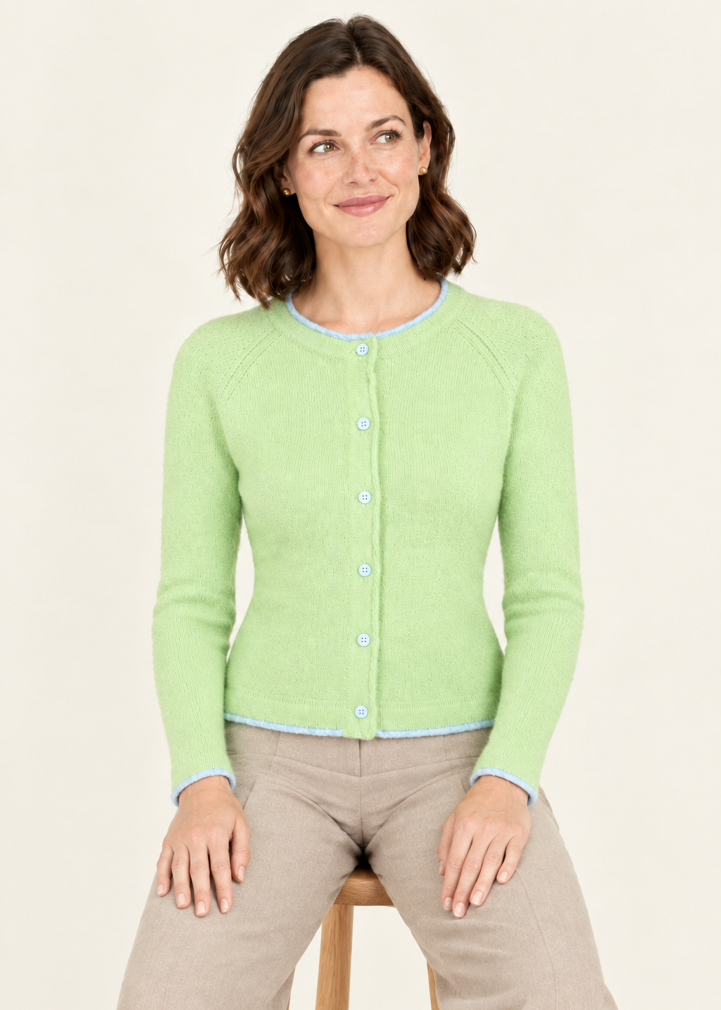 IrelandsEye Killiney Wool Cashmere Cardigan | Mint Green