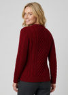Ladies Slim-Fit Merino Aran Sweater | Red 