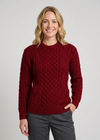 Ladies Slim-Fit Merino Aran Sweater | Red 