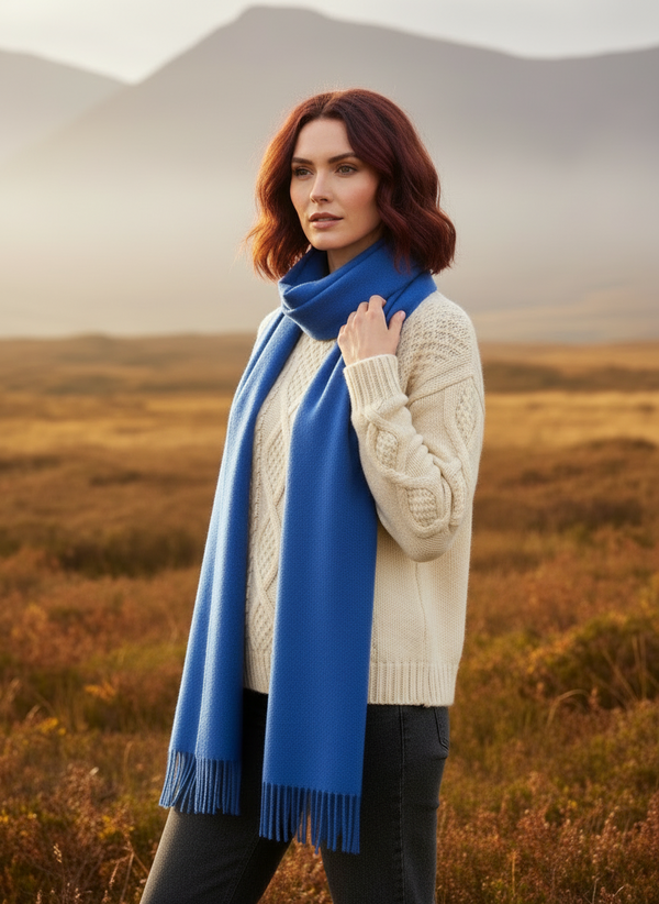 Royal Blue 100% Cashmere Scarf | John Hanly | Irish Luxury