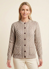 Aran Lumber Cardigan | 100% Merino Wool | Oatmeal