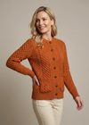 Aran Lumber Cardigan | Terracotta | 100% Merino Wool
