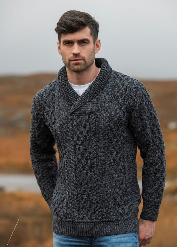 Aran Bunratty Shawl Collar Sweater | Charocal