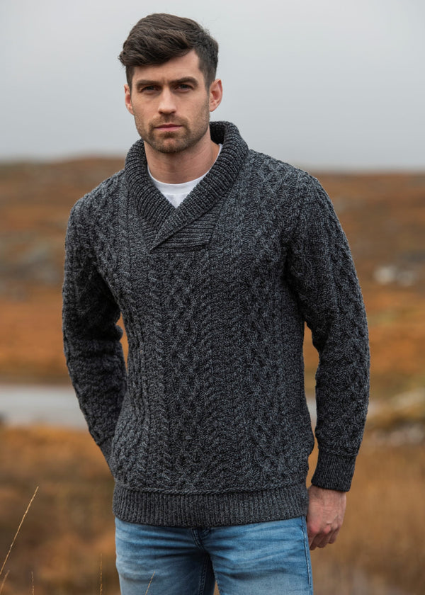 Aran Bunratty Shawl Collar Sweater | Charocal