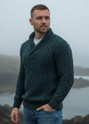 Aran Bunratty Shawl Collar Sweater | Peacock