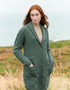 Aran Shawl Collar Button Coat | Green