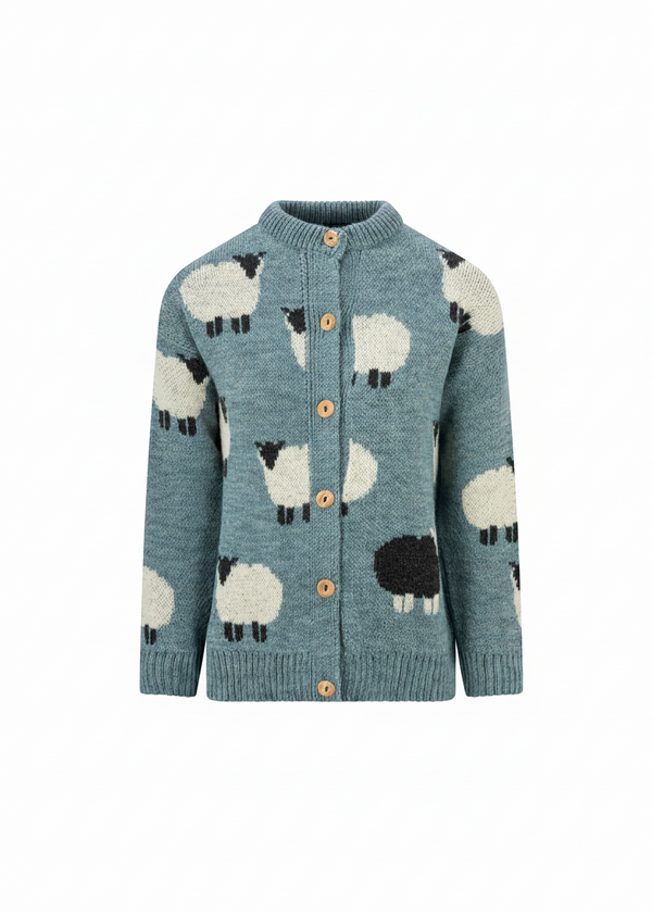 Ladies Black Sheep Wool Cardigan | Summer Storm