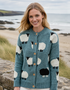Damen-Aran-Cardigan | 100 % Wolle | Natur