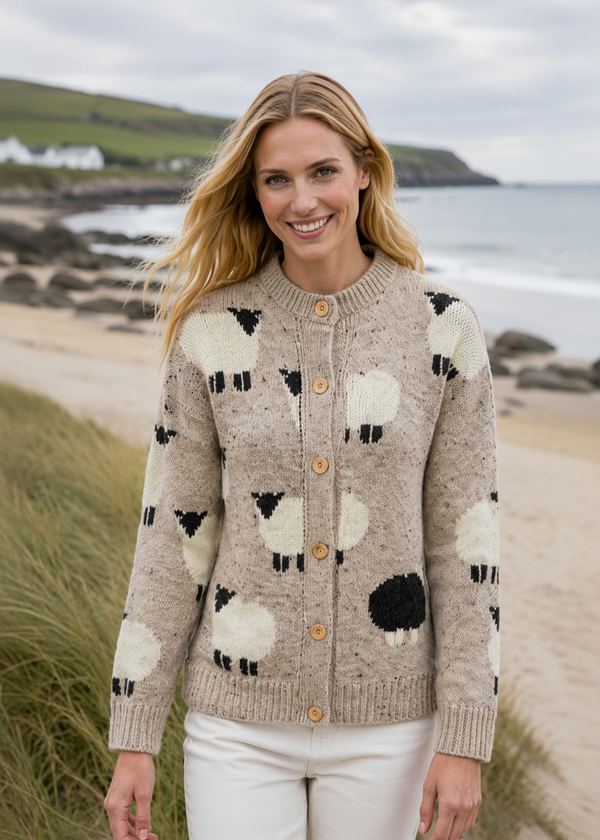 Ladies Black Sheep Wool Cardigan | Skiddaw