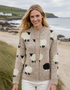 Damen-Aran-Cardigan | 100 % Wolle | Natur