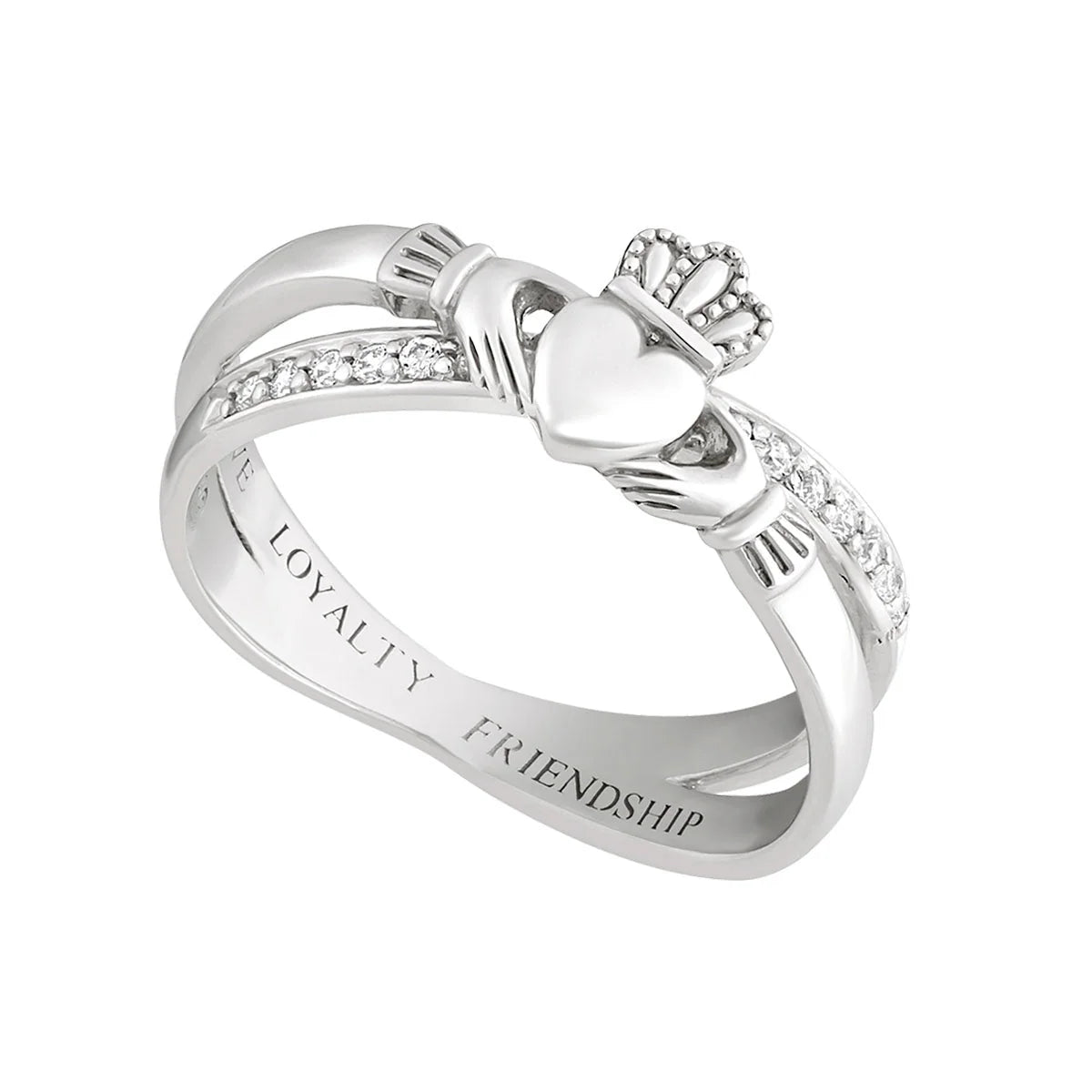 Claddagh-Kussring aus Sterlingsilber mit Zirkonia