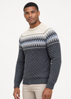 Aran Merino Crew Neck Fair isle Sweater - Slate