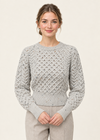 Ladies Merino Cropped Classic Aran Sweater | Flecked Nepp