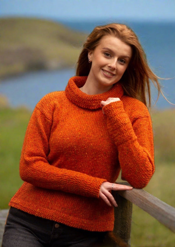 Ladies Wool Tunic Sweater - Orange