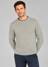 Roundstone Cashmere Blend Sweater | Men's Irish Wool Knitwear | Light Grey