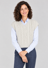 Women's V Neck Aran Vest | 100% Merino Woollow