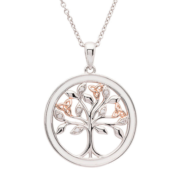 Celtic Silver Tree Of Life Pendant With Crystals - ShanOre Irish Jewlery