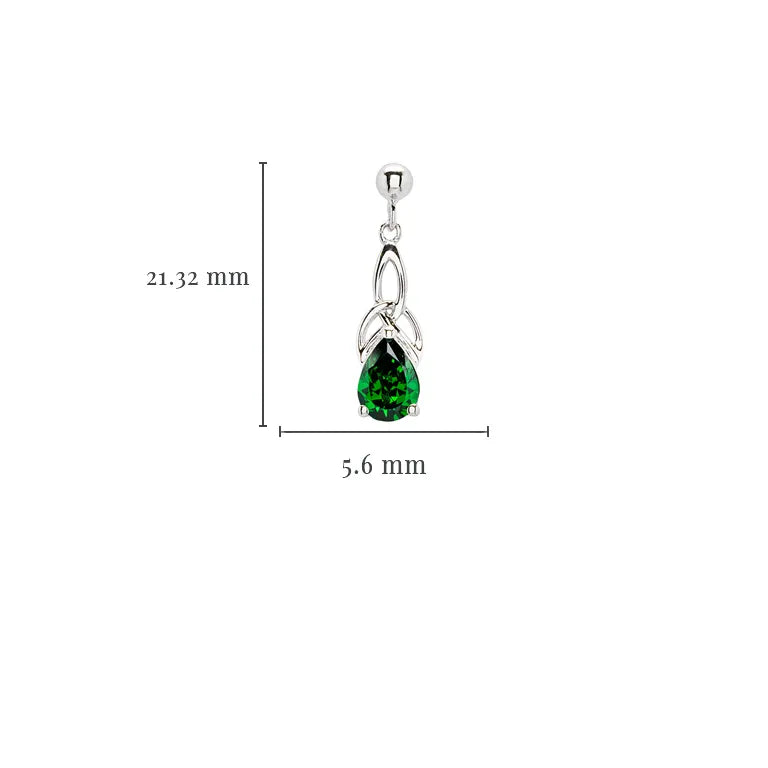 Sterling Silver Emerald Trinity Knot Earrings