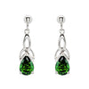 Sterling Silver Emerald Trinity Knot Earrings