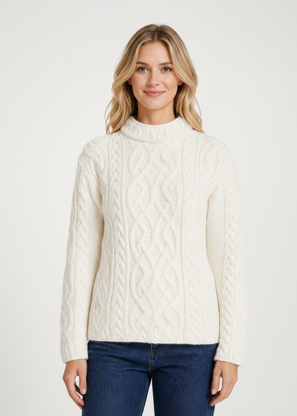 St. Bridget's Weave Aran Sweater in Natural | Aran Woollen Mills