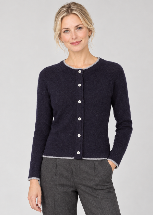 Killiney Wool Cashmere Cardigan Navy | Premium Irish Knitwear