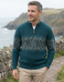 Aran Crafts Celtic Jacquard Zip Sweater | Premium Merino Wool | Clearance