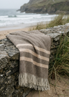 McNutt Brown & Cream Striped Pure Wool Throw 200 × 150cm 