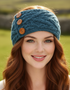 Women's Aran Button Headband | Irish Sea