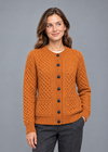 Aran Lumber Cardigan | Terracotta | 100% Merino Wool