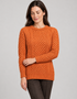 Ladies Slim-Fit Aran Sweater in Terracotta | 100% Merino Wool