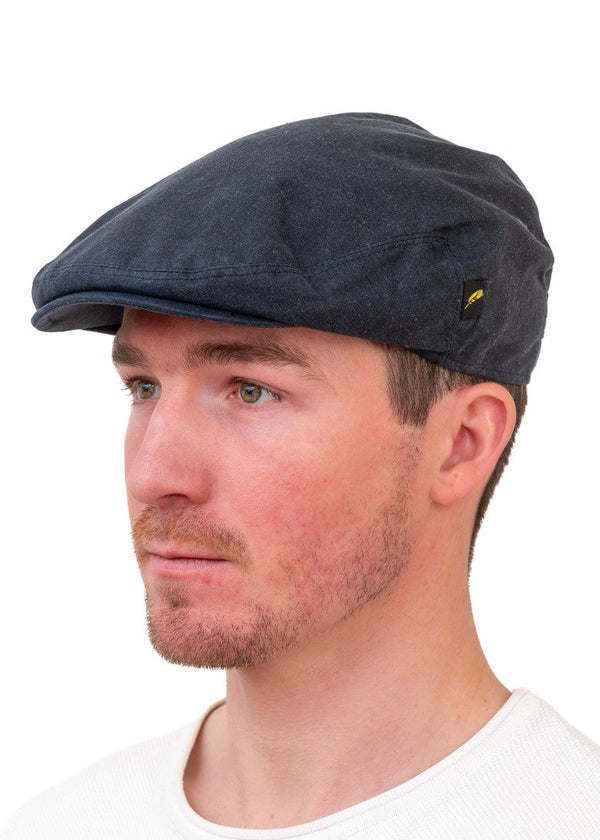 Navy Waxed Flat Cap | Hatman of Ireland | Hand-Crafted Donegal
