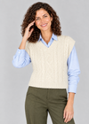 IrelandsEye Women's V Neck Aran Vest | Natural
