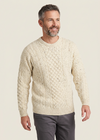 Mens Traditional Aran Sweater | Flecked Oatmeal 