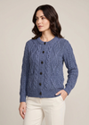 Women's Aran Cardigan in Denim Blue