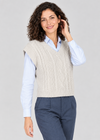 Women's V Neck Aran Vest | 100% Merino Wool