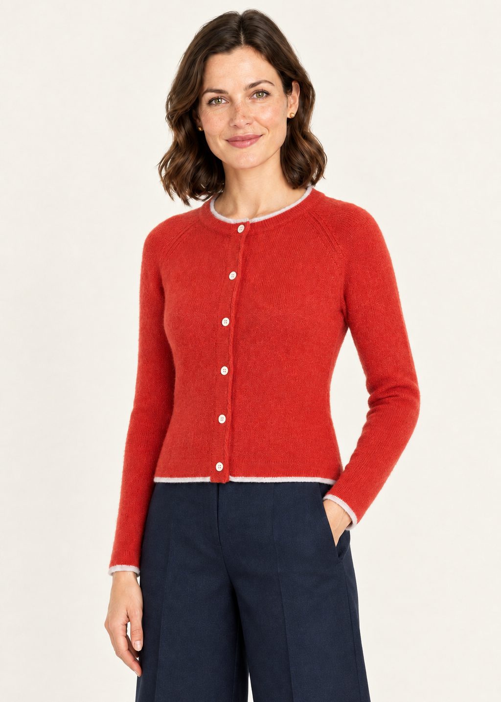 Killiney Wool Cashmere Cardigan | Tandoori | Ireland's Eye Knitwear