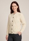 Ladies Aran Cardigan | 100% Wool | Natural
