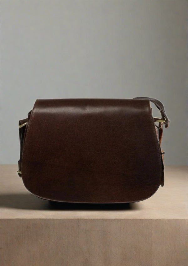 Luxury Irish Leather Saddle Bag - Brown