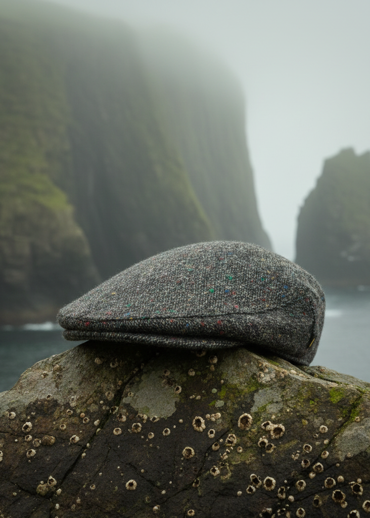 Charcoal Donegal Tweed Cap - Handcrafted Irish Flat Cap