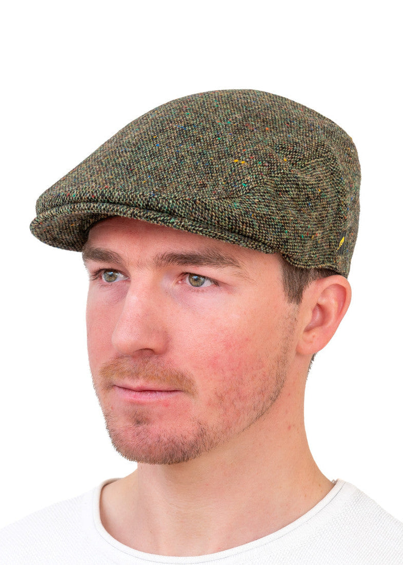 Donegal Tweed Flat Cap - Green Salt & Pepper | Handcrafted Irish Heritage Cap