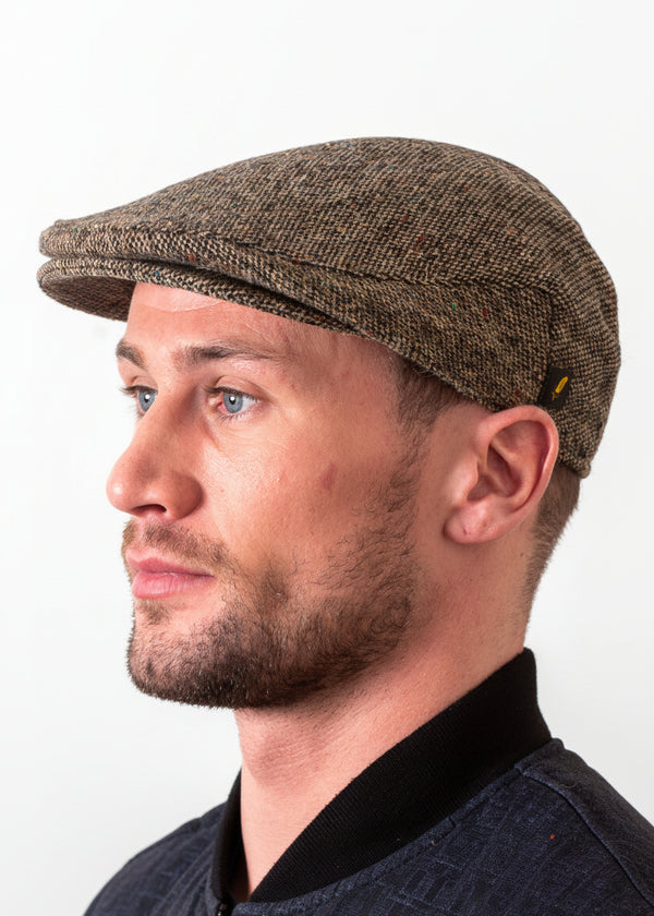 Donegal Tweed Flat Cap | Brown Salt & Pepper Irish Wool Cap