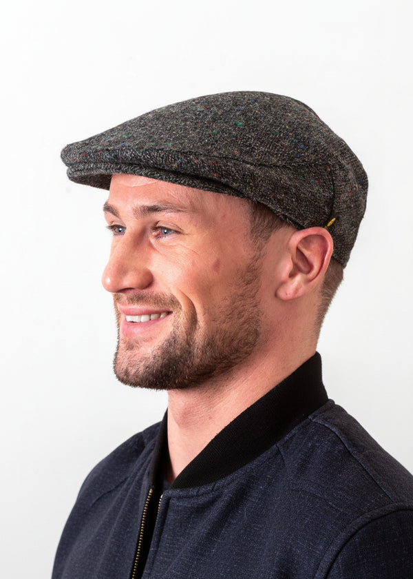 Charcoal Donegal Tweed Cap - Handcrafted Irish Flat Cap