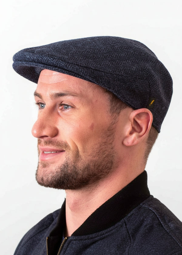 Donegal Tweed Flat Cap Navy | 100% Irish Wool | Hatman of Ireland