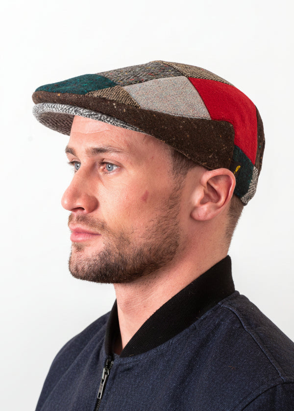 Donegal Tweed Flat Cap | Red Patch | Handcrafted Irish Heritage Cap