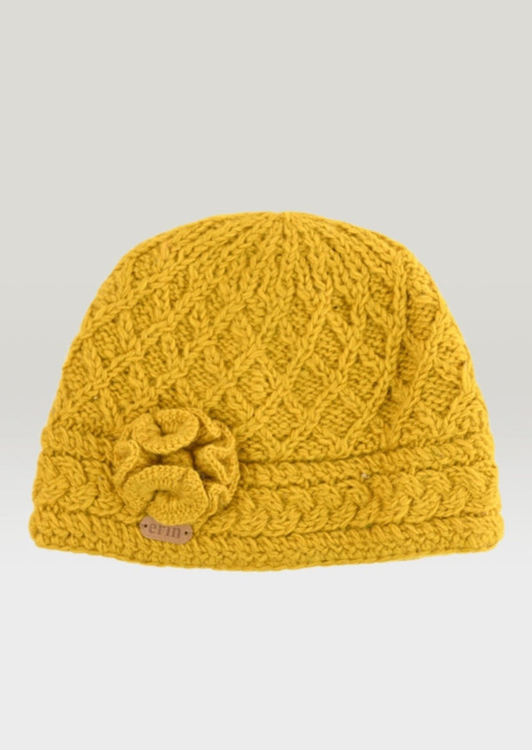 Aran Trellis Flower Hat | Sunflower