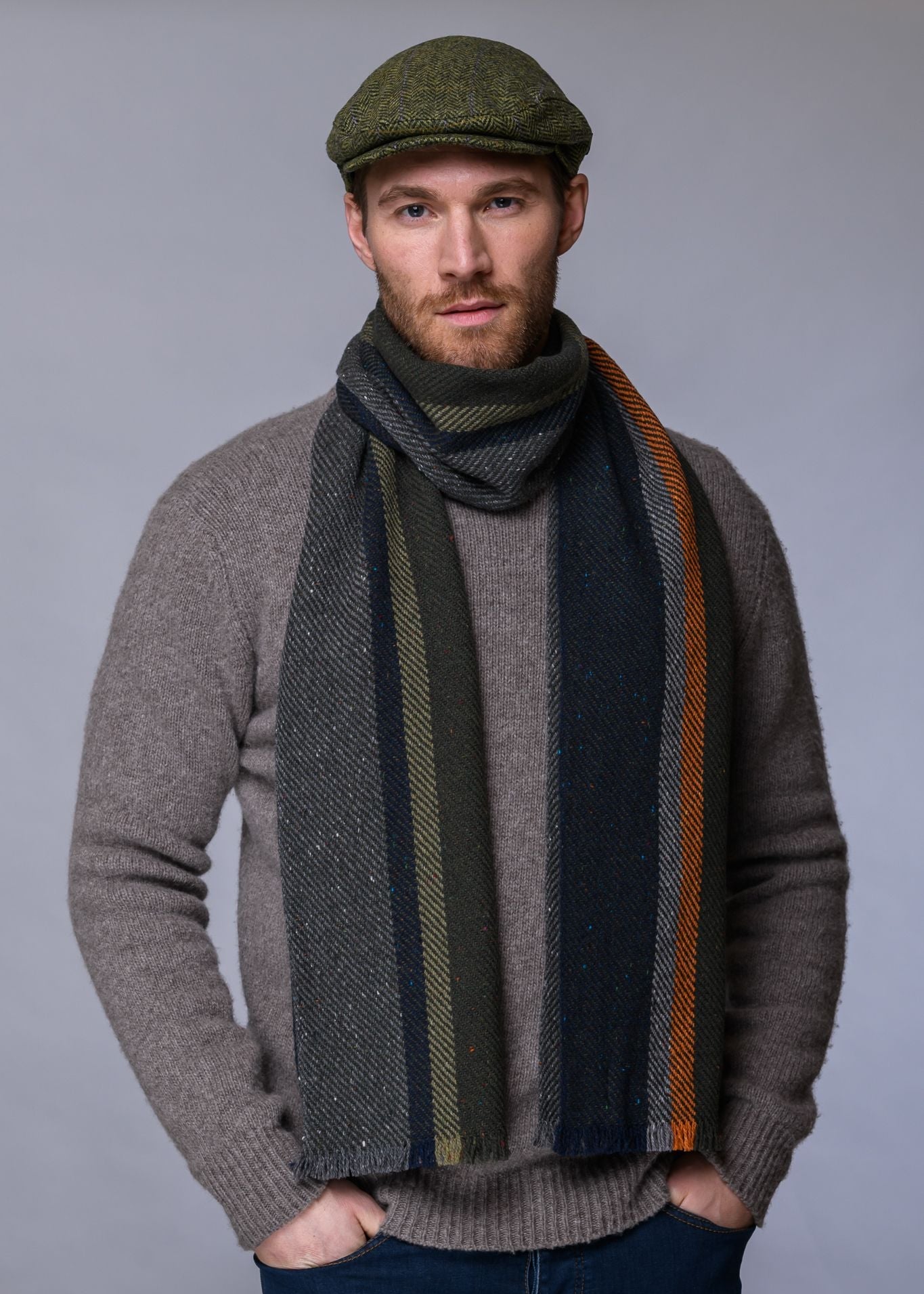 Mucros Donegal Scarf | Orange Stripe